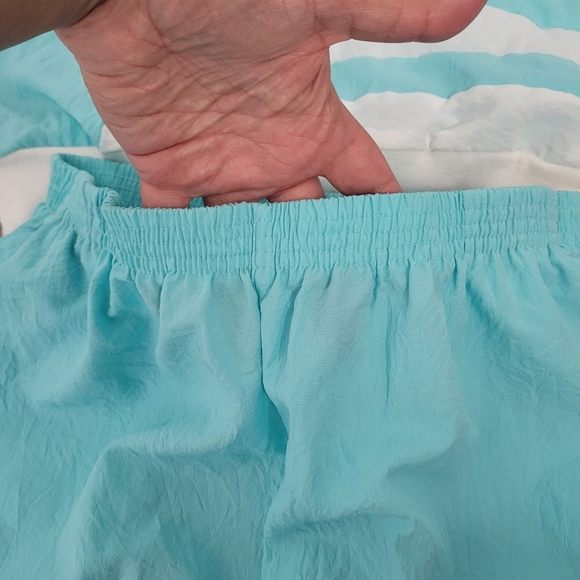Vintage 80's teal and white 2 piece summer outfit size medium - Picture 7 of 9